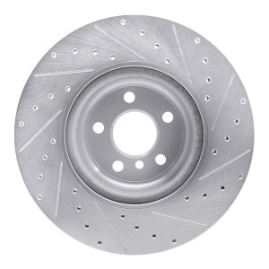 BMW 540I xDrive Brake Rotor (1) - Rear Left - R1 Concepts - Drilled & Slotted - Silver - `16-`25